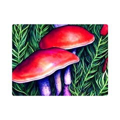 Vintage Flowery Garden Nature Mushroom One Side Premium Plush Fleece Blanket (mini)