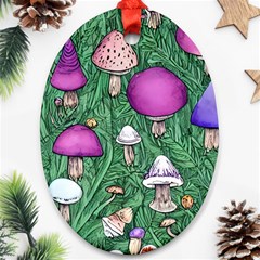 Woodsy Pottery Forest Mushroom Foraging Ornament (oval) by GardenOfOphir