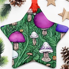 Woodsy Pottery Forest Mushroom Foraging Ornament (star) by GardenOfOphir