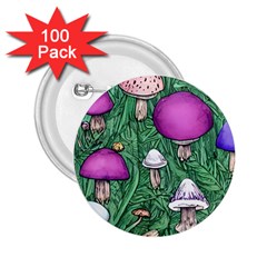 Woodsy Pottery Forest Mushroom Foraging 2 25  Buttons (100 Pack)  by GardenOfOphir