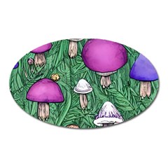 Woodsy Pottery Forest Mushroom Foraging Oval Magnet by GardenOfOphir