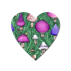 Woodsy Pottery Forest Mushroom Foraging Heart Magnet by GardenOfOphir