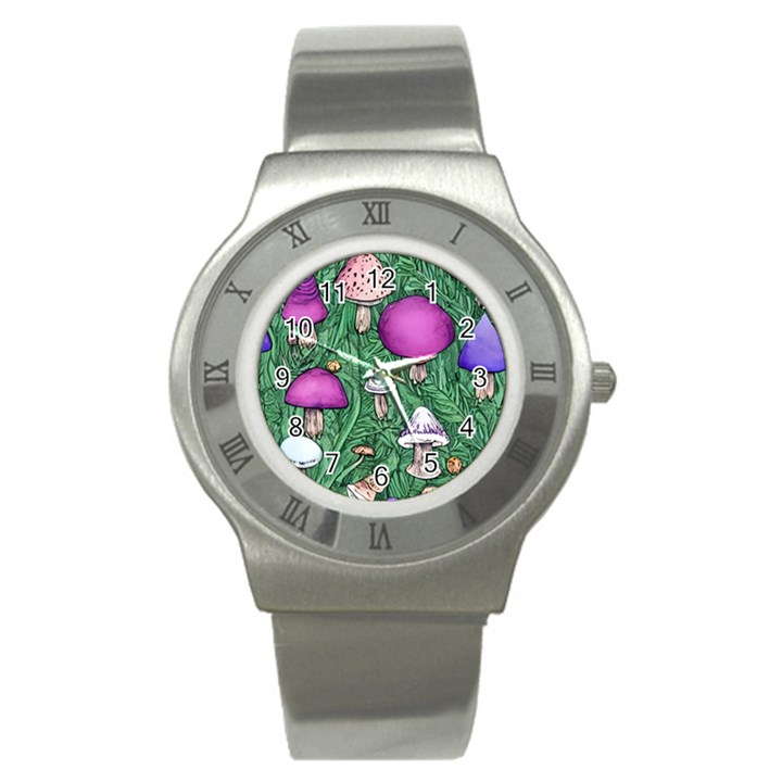 Woodsy Pottery Forest Mushroom Foraging Stainless Steel Watch