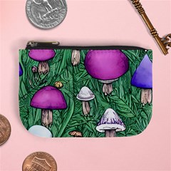 Woodsy Pottery Forest Mushroom Foraging Mini Coin Purse by GardenOfOphir