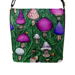 Woodsy Pottery Forest Mushroom Foraging Flap Closure Messenger Bag (l) by GardenOfOphir