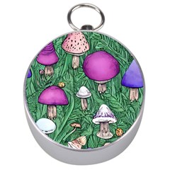 Woodsy Pottery Forest Mushroom Foraging Silver Compasses by GardenOfOphir