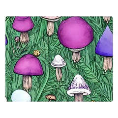 Woodsy Pottery Forest Mushroom Foraging Premium Plush Fleece Blanket (large) by GardenOfOphir