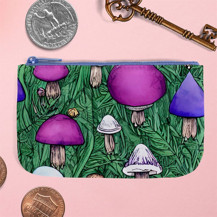 Woodsy Pottery Forest Mushroom Foraging Large Coin Purse