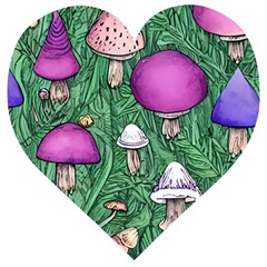 Woodsy Pottery Forest Mushroom Foraging Wooden Puzzle Heart by GardenOfOphir