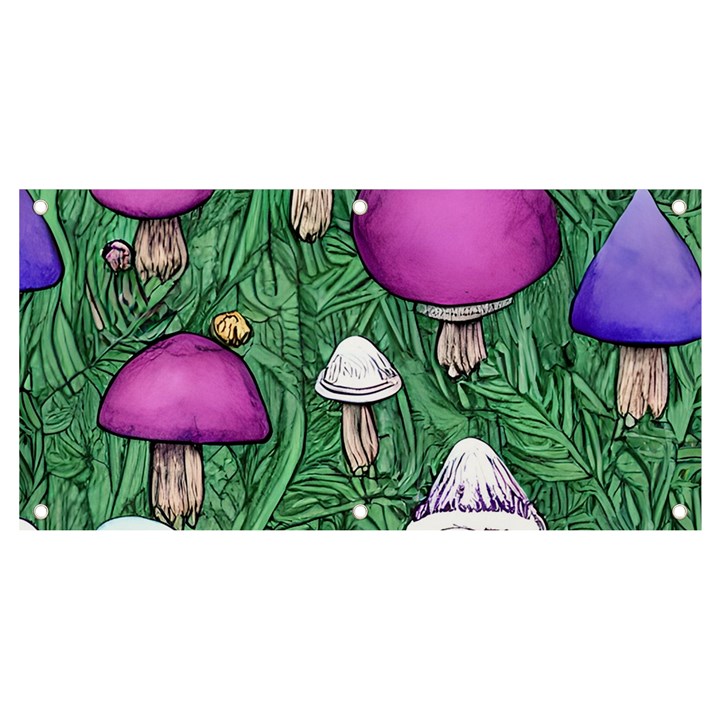 Woodsy Pottery Forest Mushroom Foraging Banner and Sign 4  x 2 