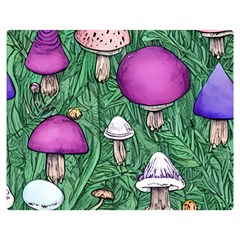 Woodsy Pottery Forest Mushroom Foraging One Side Premium Plush Fleece Blanket (medium)