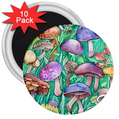 Forestcore Fantasy Farmcore Mushroom Foraging 3  Magnets (10 Pack)  by GardenOfOphir