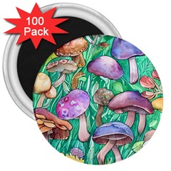 Forestcore Fantasy Farmcore Mushroom Foraging 3  Magnets (100 Pack) by GardenOfOphir