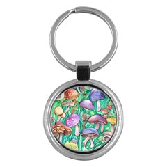 Forestcore Fantasy Farmcore Mushroom Foraging Key Chain (round)