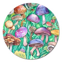 Forestcore Fantasy Farmcore Mushroom Foraging Magnet 5  (round) by GardenOfOphir