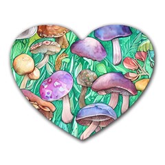 Forestcore Fantasy Farmcore Mushroom Foraging Heart Mousepad by GardenOfOphir