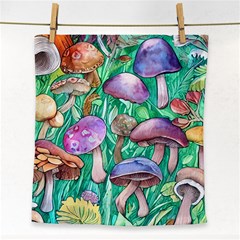 Forestcore Fantasy Farmcore Mushroom Foraging Face Towel by GardenOfOphir