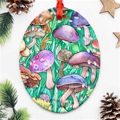 Forestcore Fantasy Farmcore Mushroom Foraging Ornament (oval Filigree) by GardenOfOphir