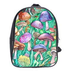 Forestcore Fantasy Farmcore Mushroom Foraging School Bag (xl) by GardenOfOphir