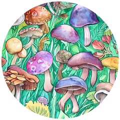 Forestcore Fantasy Farmcore Mushroom Foraging Wooden Puzzle Round by GardenOfOphir