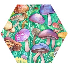 Forestcore Fantasy Farmcore Mushroom Foraging Wooden Puzzle Hexagon by GardenOfOphir