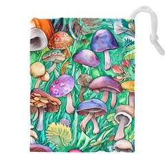 Forestcore Fantasy Farmcore Mushroom Foraging Drawstring Pouch (4xl) by GardenOfOphir