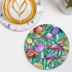 Forestcore Fantasy Farmcore Mushroom Foraging Uv Print Round Tile Coaster by GardenOfOphir