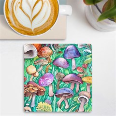 Forestcore Fantasy Farmcore Mushroom Foraging Uv Print Square Tile Coaster  by GardenOfOphir