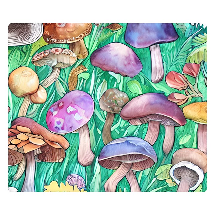 Forestcore Fantasy Farmcore Mushroom Foraging One Side Premium Plush Fleece Blanket (Small)