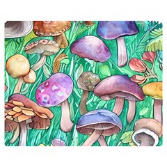 Forestcore Fantasy Farmcore Mushroom Foraging One Side Premium Plush Fleece Blanket (medium) by GardenOfOphir