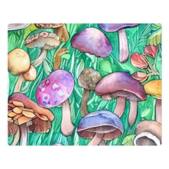 Forestcore Fantasy Farmcore Mushroom Foraging One Side Premium Plush Fleece Blanket (large) by GardenOfOphir