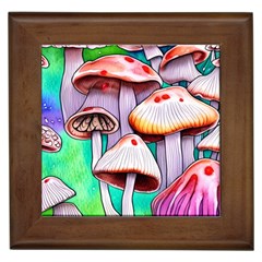 Tiny Mushrooms In A Forest Framed Tile by GardenOfOphir