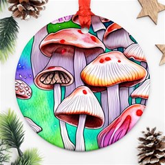 Tiny Mushrooms In A Forest Ornament (round) by GardenOfOphir