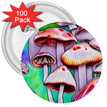 Tiny Mushrooms In A Forest 3  Buttons (100 pack)  Front