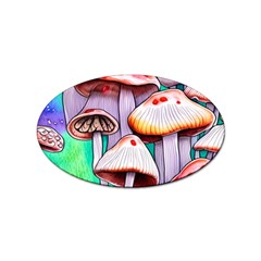 Tiny Mushrooms In A Forest Sticker (oval) by GardenOfOphir