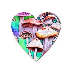 Tiny Mushrooms In A Forest Heart Magnet by GardenOfOphir