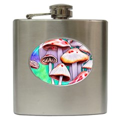 Tiny Mushrooms In A Forest Hip Flask (6 Oz) by GardenOfOphir