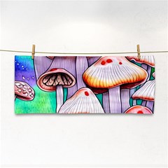 Tiny Mushrooms In A Forest Hand Towel by GardenOfOphir