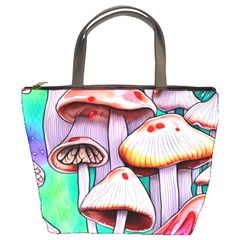 Tiny Mushrooms In A Forest Bucket Bag by GardenOfOphir