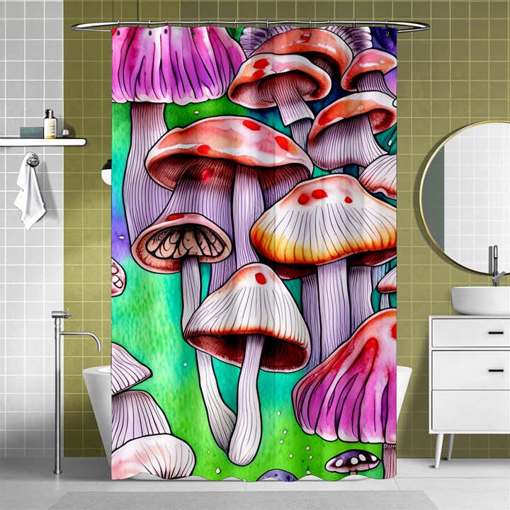 Tiny Mushrooms In A Forest Shower Curtain 48  x 72  (Small) 