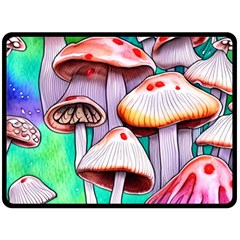 Tiny Mushrooms In A Forest Fleece Blanket (large)