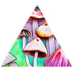 Tiny Mushrooms In A Forest Wooden Puzzle Triangle by GardenOfOphir