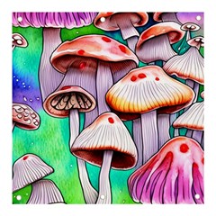 Tiny Mushrooms In A Forest Banner And Sign 3  X 3  by GardenOfOphir