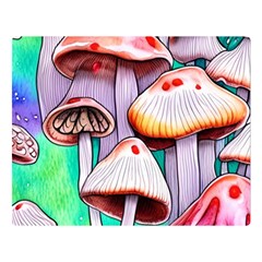 Tiny Mushrooms In A Forest One Side Premium Plush Fleece Blanket (large) by GardenOfOphir