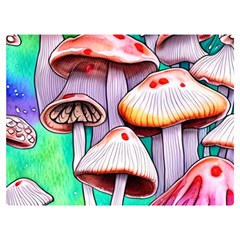 Tiny Mushrooms In A Forest One Side Premium Plush Fleece Blanket (extra Small)