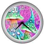 Garden Mushroom Foraging Wall Clock (Silver) Front