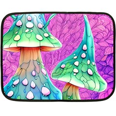 Garden Mushroom Foraging One Side Fleece Blanket (mini) by GardenOfOphir