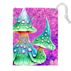 Garden Mushroom Foraging Drawstring Pouch (4xl) by GardenOfOphir