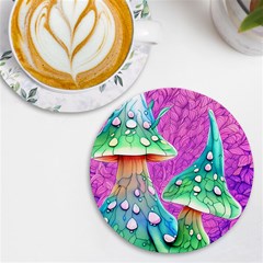 Garden Mushroom Foraging Uv Print Round Tile Coaster by GardenOfOphir