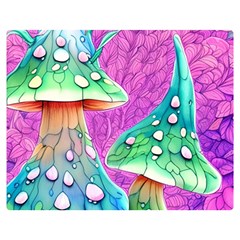 Garden Mushroom Foraging One Side Premium Plush Fleece Blanket (medium)